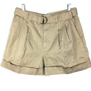 J. Crew Women's Embroidered Anchors Pleated Shorts 8